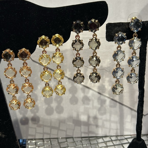 Four Crystal Drop Earrings-4 Colors Avail-Boutique - Picture 2 of 10